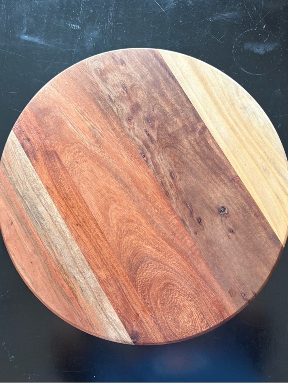 Round Multi-Tone Wooden lazy Susan - Brown